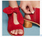 Frosted fish mouth bow high heels in thick heel style by BACKUPMYFILESNOW.COM®, featuring a frosted finish and decorative bow detail.