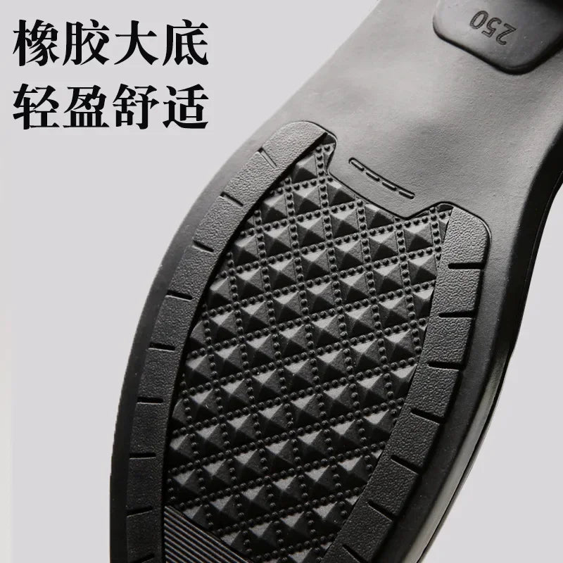 Black men's slip-on loafers with genuine leather, summer driving shoes, casual and formal moccasins for men.