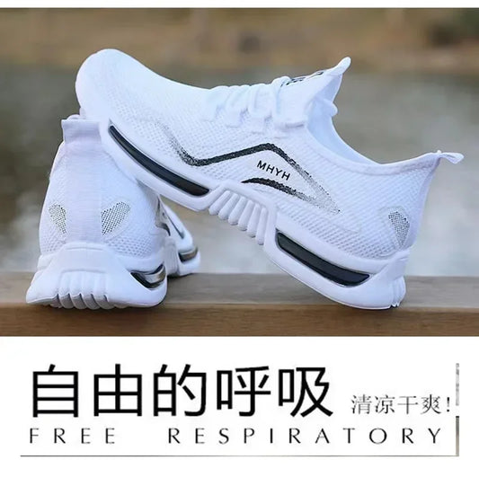 Black men's slip-on fashion sneakers, breathable sport running shoes for gym, training, walking, tennis, and non-slip workouts.