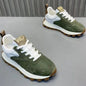 Black men's lug sole anti-skid sneakers with lace-up design, faux leather, wedge heel, ideal for travel and walking.