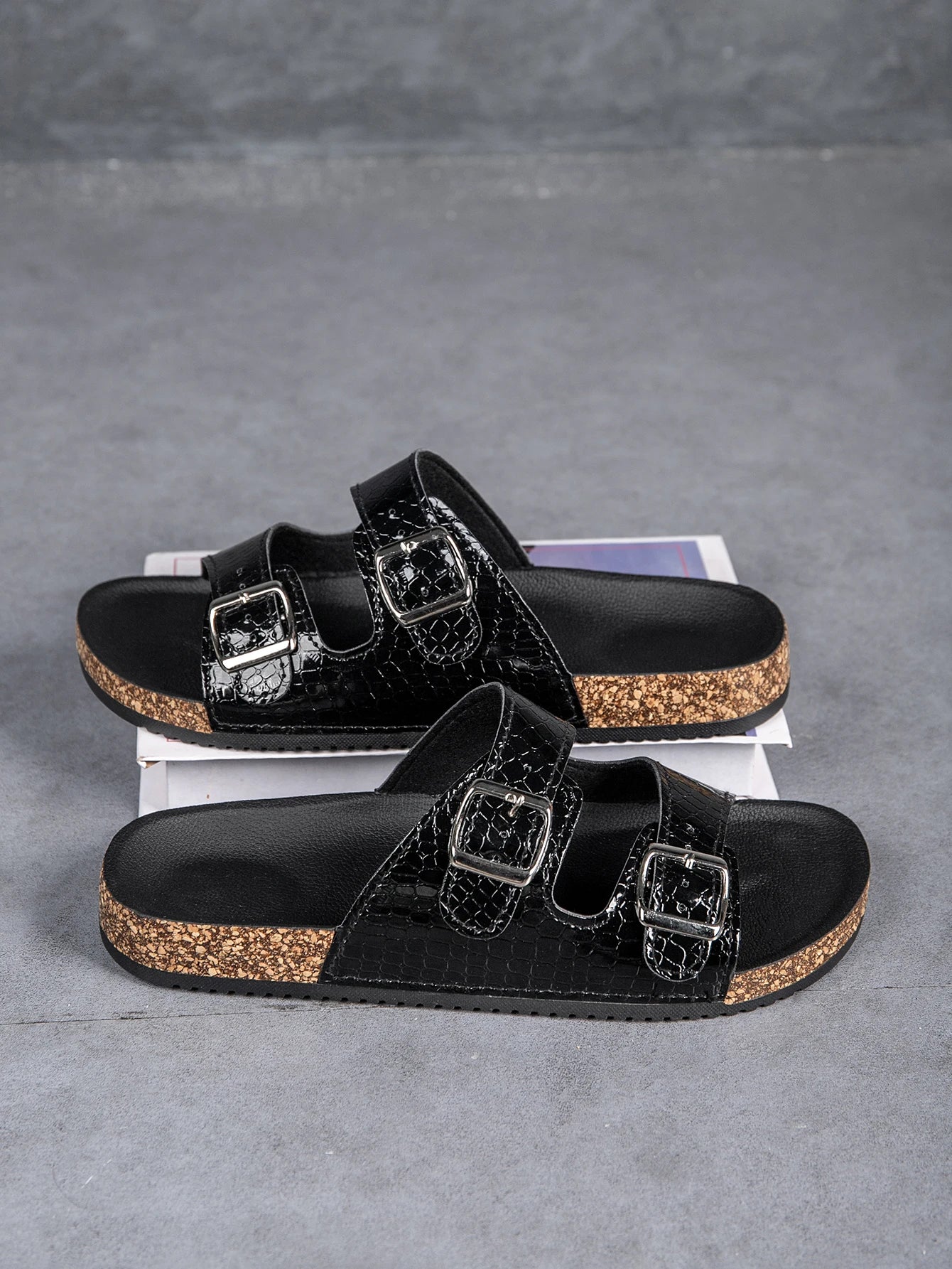 Black men's summer sandals with double buckles, casual beach shoes, breathable and anti-odor, business style footwear from BACKUPMYFILESNOW.COM®