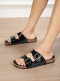Black men's summer sandals by BACKUPMYFILESNOW.COM® with double buckles, breathable, anti-odor, casual beach shoes, business style