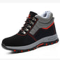 Black breathable non-slip wear-resistant safety shoes with velvet finish, designed for safety and comfort.