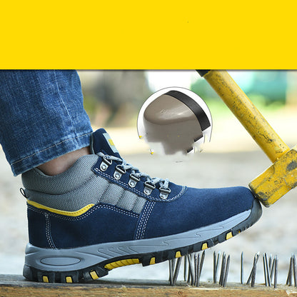Black breathable non-slip wear-resistant safety shoes with velvet finish from BackupMyFilesNow.com, designed for safety and comfort.