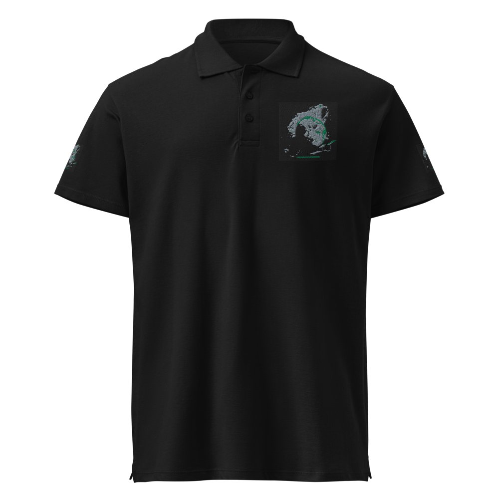Unisex black premium pique polo shirt by SOL'S, size 3XL, featuring a classic collar and short sleeves, made for a comfortable fit.