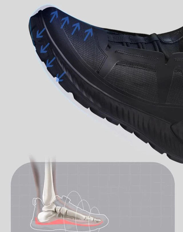Black lightweight outdoor running shoes for men, designed for hiking, mountain climbing, camping, and hunting by BackupMyFilesNow.com