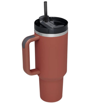 Black 40oz stainless steel car straw cup by BACKUPMYFILESNOW.COM® with a lid and straw for travel and daily use.