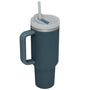 Black 40oz stainless steel car straw cup by BACKUPMYFILESNOW.COM®, featuring a durable design and built-in straw for on-the-go hydration.