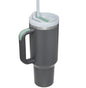 Black 40oz stainless steel car straw cup by BACKUPMYFILESNOW.COM® with a spill-proof lid and durable design for travel.