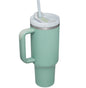 Black 40oz stainless steel car straw cup by BACKUPMYFILESNOW.COM® with a spill-proof lid and reusable straw for travel and daily use.