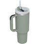 Black 40oz stainless steel car straw cup by BACKUPMYFILESNOW.COM® with a spill-proof lid and reusable design for on-the-go hydration.
