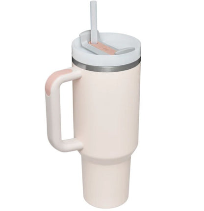 Black 40oz stainless steel car straw cup by BACKUPMYFILESNOW.COM® with a spill-proof lid and durable design.
