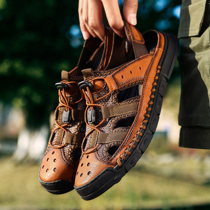 Men's casual trend sandals in plus sizes by BACKUPMYFILESNOW.COM® with open-toe design and adjustable straps.