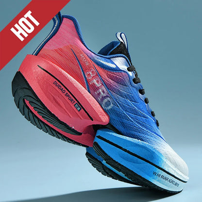 Black men's and women's sports running shoes with breathable mesh, lightweight comfort, air cushion sole, ideal for jogging and marathon.