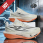 Black men's sports running shoes with breathable mesh, lightweight cushioned soles, suitable for marathon and jogging.