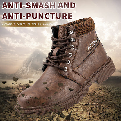 Black breathable safety shoes from BackupMyFilesNow.com with anti-smash and puncture-resistant features, suitable for industrial work.