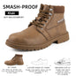 Black breathable safety shoes with anti-smash toe and puncture-resistant sole, designed for workplace safety and durability.