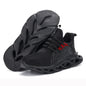 Men's breathable safety shoes by BackupMyFilesNow.com, black protective work footwear with reinforced toe for safety and comfort.