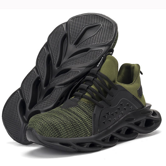 Men's breathable safety shoes in black from BackupMyFilesNow.com, protective work footwear with durable design and slip-resistant sole.