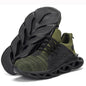 Men's breathable safety shoes in black offering protective work footwear with durable, slip-resistant design for industrial safety.