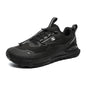 Black HOBIBEAR unisex running shoes with elastic band, lightweight and breathable hiking sneakers for casual wear.