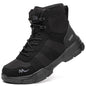Black steel toe cap work shoes for men by BackupMyFilesNow.com, featuring protective, puncture-proof safety shoes with rugged construction.