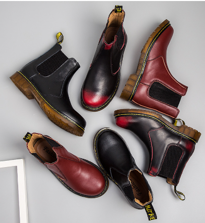 Autumn style thick-heeled cowhide Martin boots for women, featuring durable leather and trendy design from BACKUPMYFILESNOW.COM®.