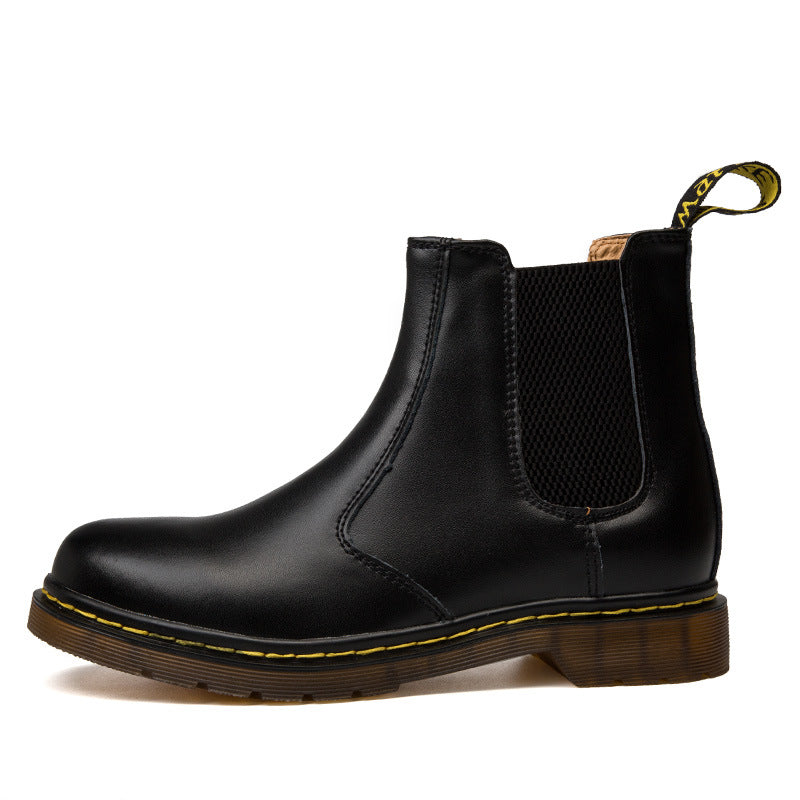 Autumn style thick-heeled cowhide Martin boots for women with rugged design and stylish ankle height, by BACKUPMYFILESNOW.COM®.