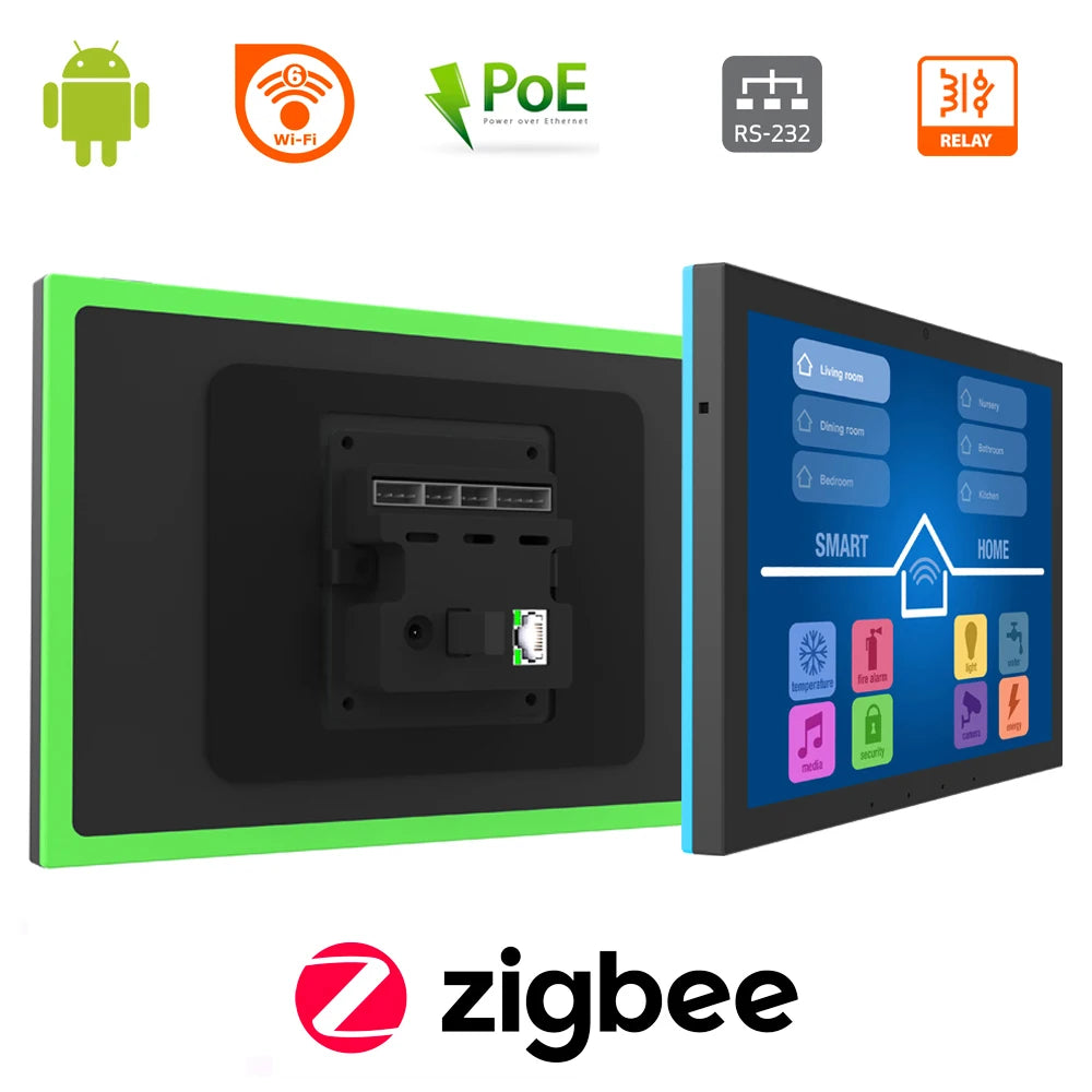 BackupMyFilesNow 10.1-inch Android smart home control panel with touch screen, Wi-Fi 6, 4GB RAM, RJ45, PoE, RS232, RS48 ports.