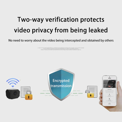 Black 4K HD WiFi security camera for home indoor surveillance with app remote monitoring, compact and portable design.