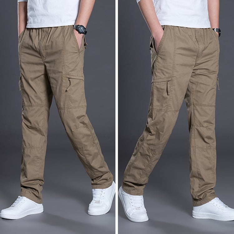 Plus size men's trousers by BACKUPMYFILESNOW.COM® featuring a relaxed fit and classic style, shown on a model.