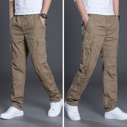 Plus size men's trousers by BACKUPMYFILESNOW.COM® featuring a relaxed fit and classic style, shown on a model.