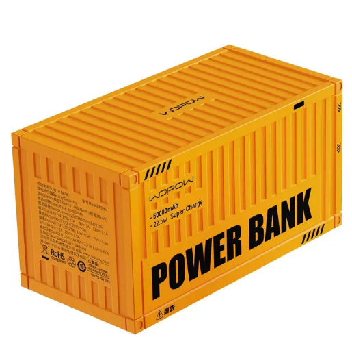 Large capacity BACKUPMYFILESNOW.COM® power bank with 50000mAh, shown with multiple USB ports and charging cables.