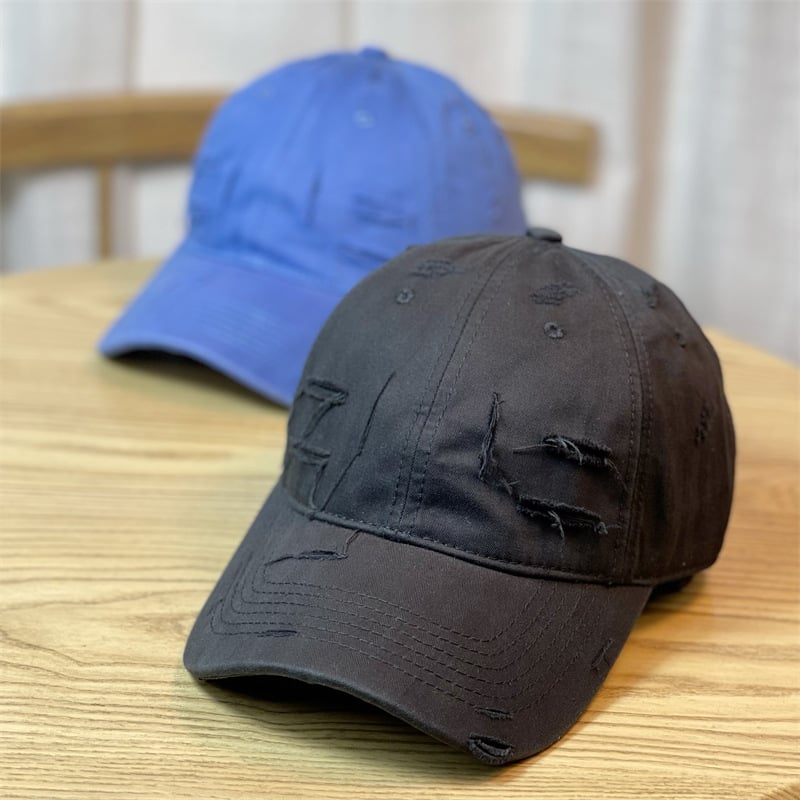 Retro distressed baseball hat for men and women by BACKUPMYFILESNOW.COM®, featuring a worn vintage style and curved brim.