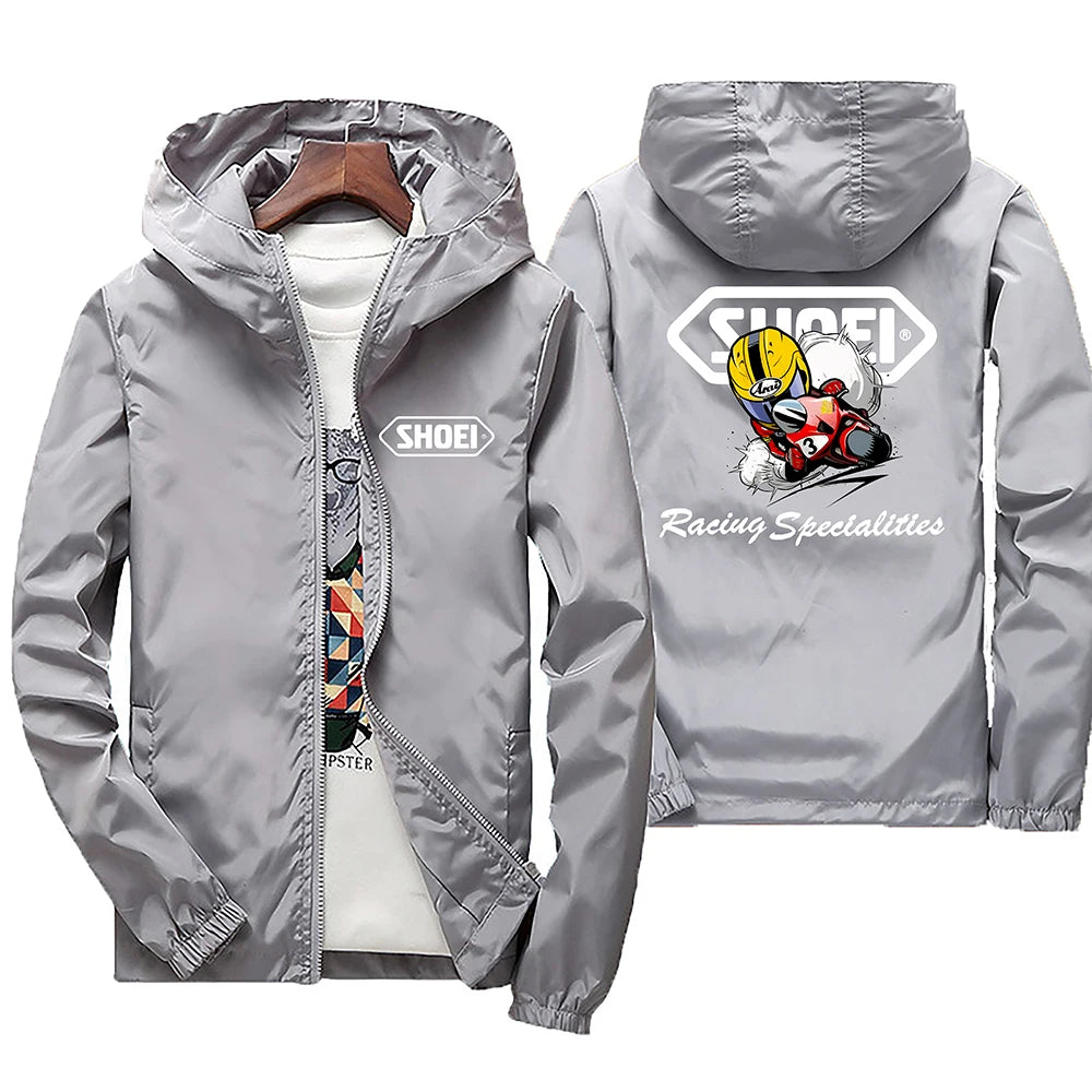 Black men's windproof and waterproof jacket with mountain and bicycle hoods, ideal for spring and autumn, by BACKUPMYFILESNOW.COM®.