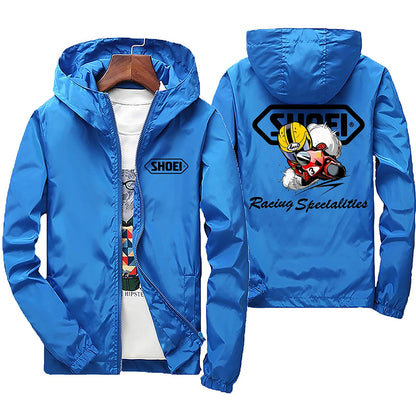 Black men's windproof and waterproof jacket with mountain and bicycle hoods, designed for spring and autumn, by BACKUPMYFILESNOW.COM®.