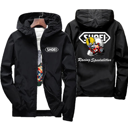 Black men's windproof waterproof jacket with mountain and bicycle hoods, large size, suitable for spring and autumn.