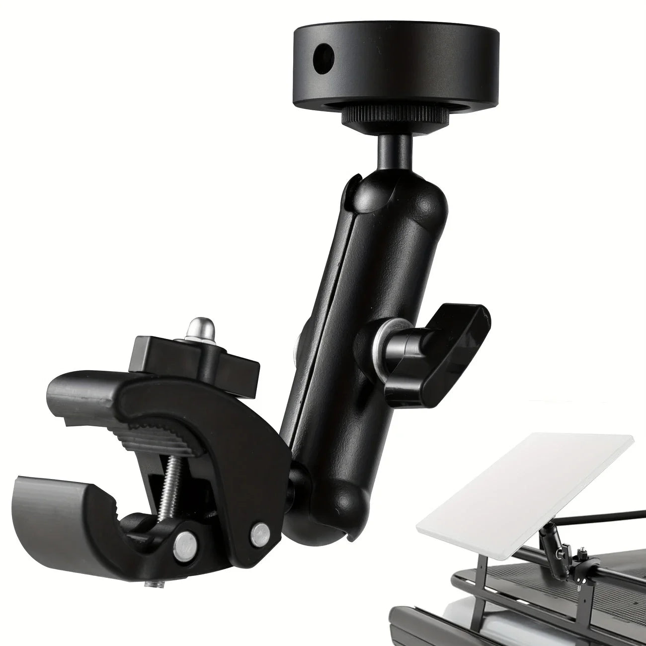 Black 8-inch adjustable Starlink Mini satellite antenna bracket with 360° rotation and windproof outdoor grip by BACKUPMYFILESNOW.COM®.