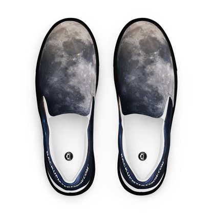 Black women's slip-on canvas shoes by BACKUPMYFILESNOW.COM®, featuring a casual design and comfortable fit.