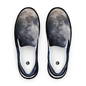 Black women's slip-on canvas shoes by BACKUPMYFILESNOW.COM® with white rubber soles and casual style.