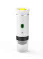 Black portable coffee machine by BACKUPMYFILESNOW.COM® with compact design, ideal for brewing coffee on the go.