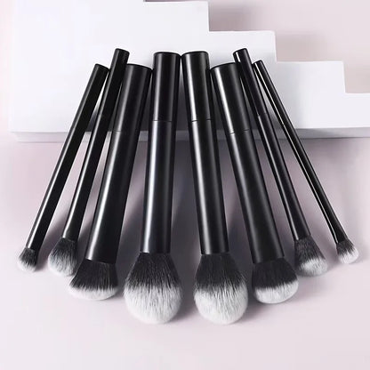 8pcs BackupMyFilesNow.com makeup brush set with soft synthetic hair for foundation, blush, and eyeshadow application.