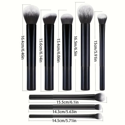 8-piece BackupMyFilesNow.com makeup brush set with soft synthetic hair for foundation, blush, and eyeshadow application.