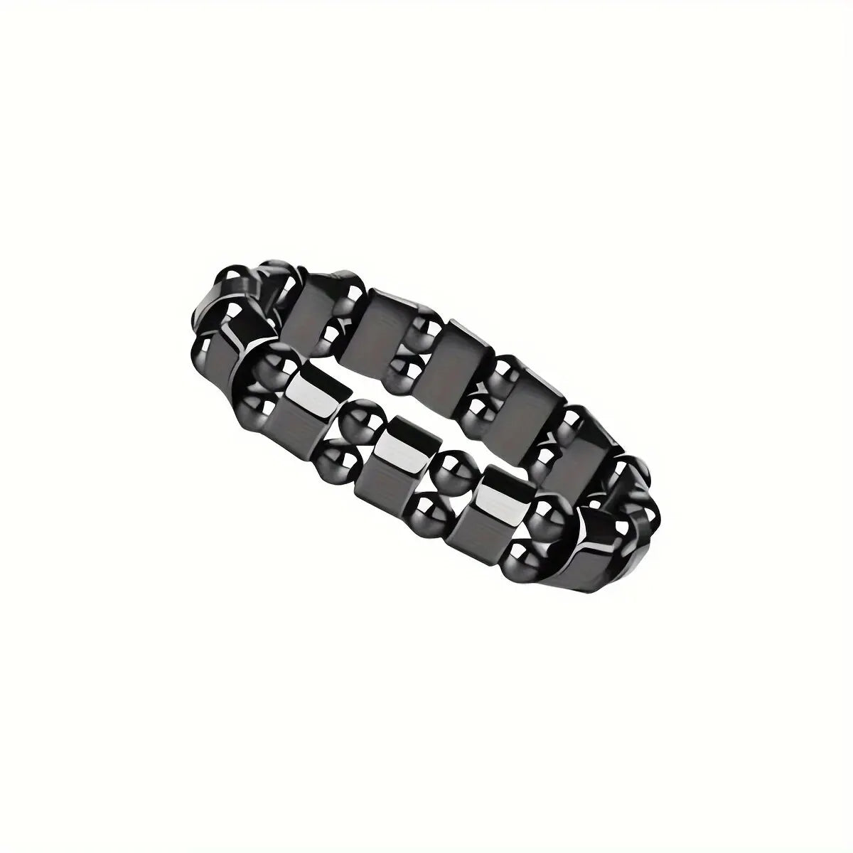 Black gallstone magnetic bracelet for men and women featuring double-row bead design and powerful magnetic energy.