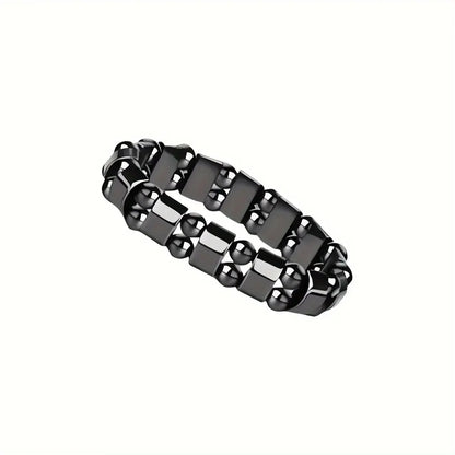Black gallstone magnetic bracelet for men and women featuring double-row bead design and powerful magnetic energy.