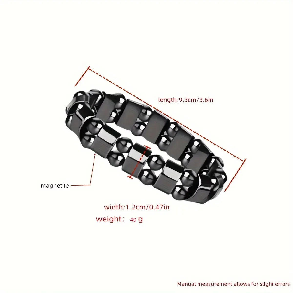 Black gallstone magnetic bracelet for men and women with double-row bead design, featuring magnetic energy therapy.