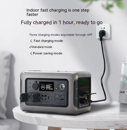 BackupMyFilesNow Power Station with multiple USB and AC outlets, compact portable energy source for charging devices.