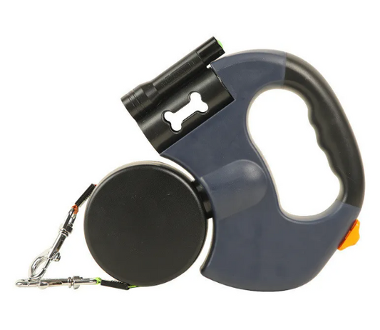 Black auto double dog leash from BackupMyFilesNow.com, designed for walking two dogs comfortably together.
