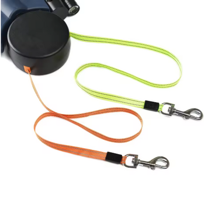 Black Auto Double Dog Leash by BackupMyFilesNow.com, featuring adjustable handles and durable nylon for walking two dogs simultaneously.