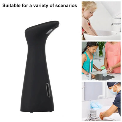 Black automatic soap and hand sanitizer dispenser with non-contact sensor for home use, suitable for store sanitizers.